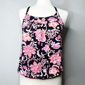 LANDS END Women’s Racerback Floral Swim Tankini Tank